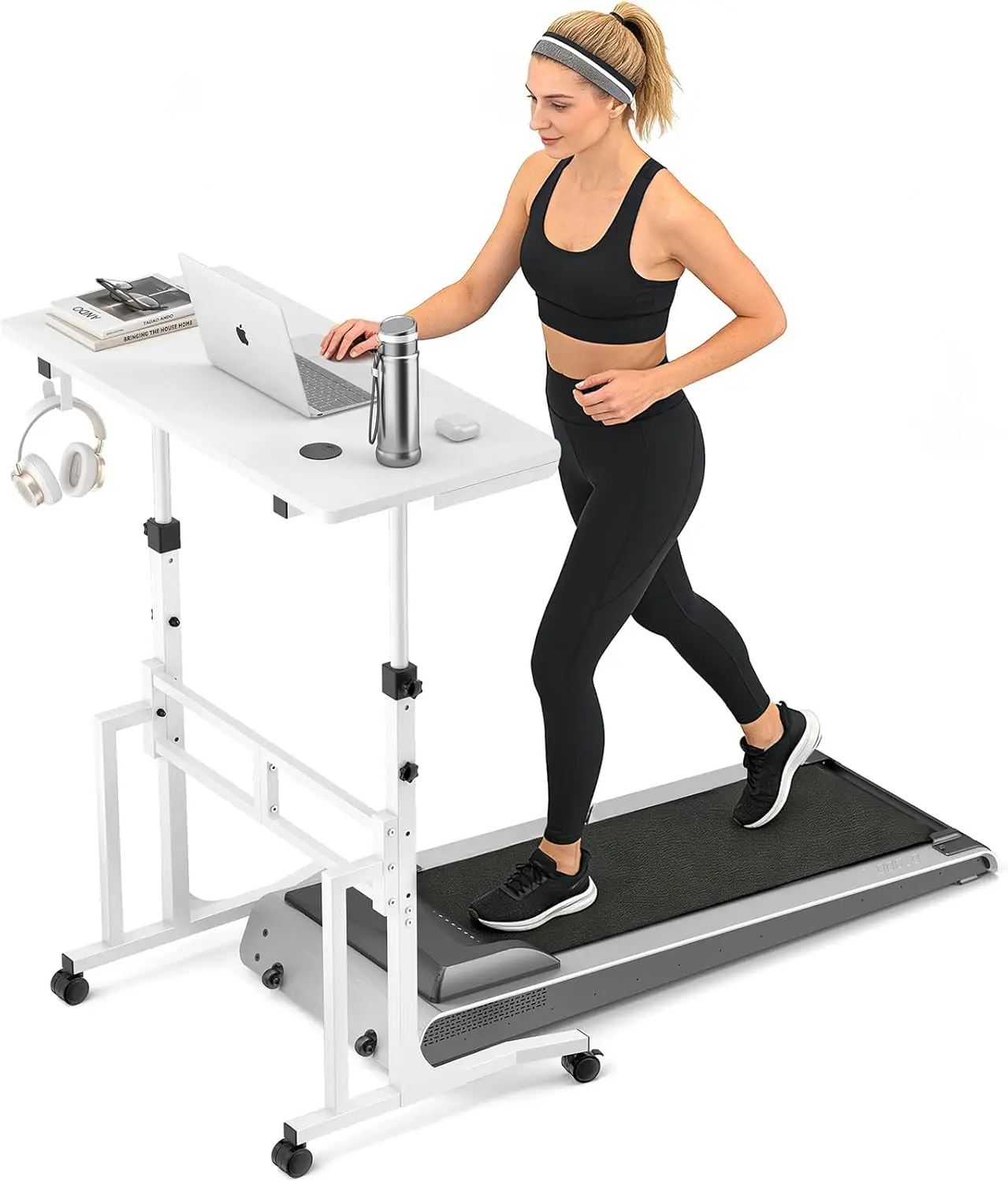 Standing Desk with Wheels, Adjustable Treadmill Desk, Rolling Bike Trainer Desk for Walking Pad Laptop, Phone, White
Standing Desk with Wheels, Adjustable Treadmill Desk, Rolling Bike Trainer Desk for Walking Pad Laptop, Phone, White