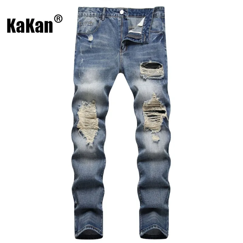 Kakan - European and American Casual Fashion Straight Leg Ripped Jeans, Men's Street Personality Blue Long Jeans
Kakan - European and American Casual Fashion Straight Leg Ripped Jeans, Men's Street Personality Blue Long Jeans