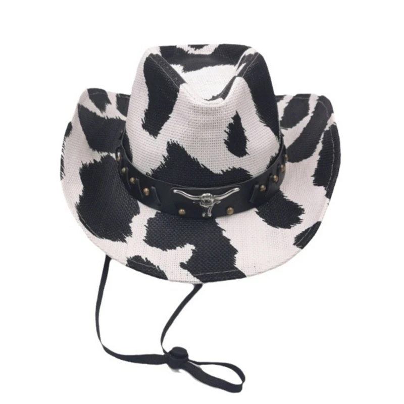 Ethnic Cowboy Hat with Cow Pattern Western Party Large Rolled Brims Hat Breathable Straw Cowboy Sunproof Hat
Ethnic Cowboy Hat with Cow Pattern Western Party Large Rolled Brims Hat Breathable Straw Cowboy Sunproof Hat