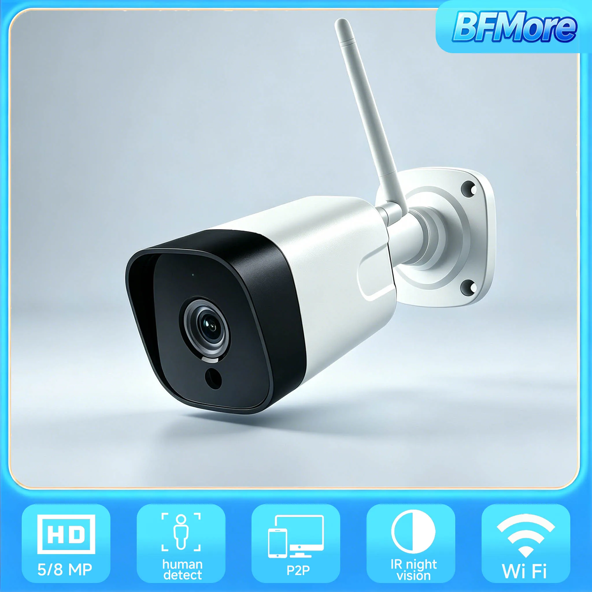 BFMore 4K 8MP SO-NY415 WiFi HD камера Bullet with P2P Motion Detected 940nm 30M IR Infrared 5MP Wireless IP камера SD Card Slot
BFMore 4K 8MP SO-NY415 WiFi HD камера Bullet with P2P Motion Detected 940nm 30M IR Infrared 5MP Wireless IP камера SD Card Slot