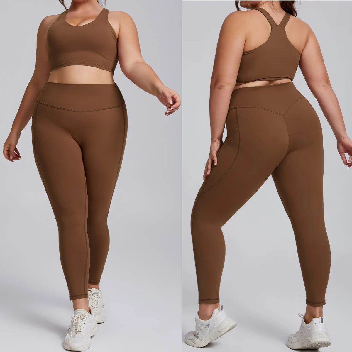 Plus Size 2Pcs Yoga Set Gym Set Workout Outfit Women High Waist Pocket Leggings + Racerback Sports Bra Butt Lifting Fitness Suit
Plus Size 2Pcs Yoga Set Gym Set Workout Outfit Women High Waist Pocket Leggings + Racerback Sports Bra Butt Lifting Fitness Suit