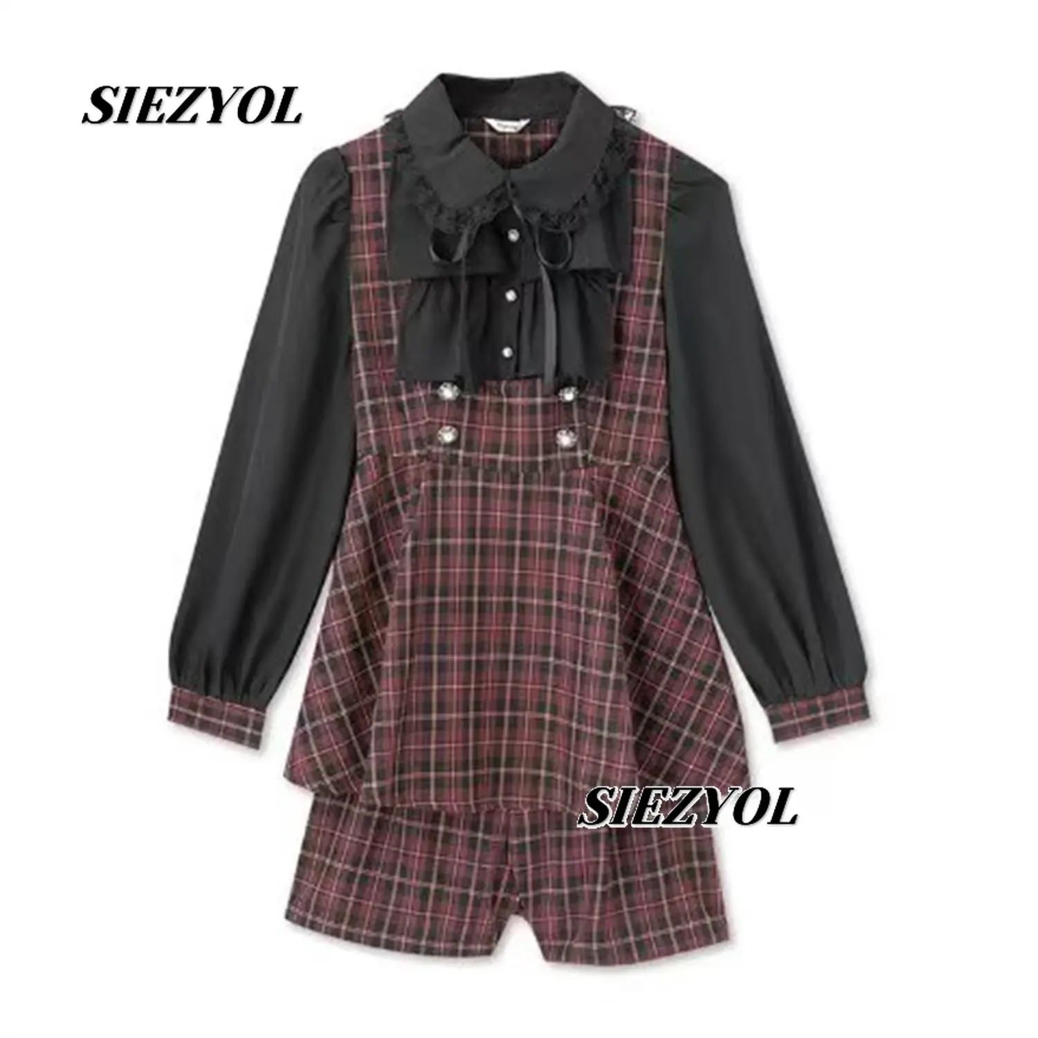 Japanese Style New Sweet Women's Two-piece Set Lapel High Waist Plaid Patchwork Long-sleeved Dress and Shorts Outfits
Japanese Style New Sweet Women's Two-piece Set Lapel High Waist Plaid Patchwork Long-sleeved Dress and Shorts Outfits