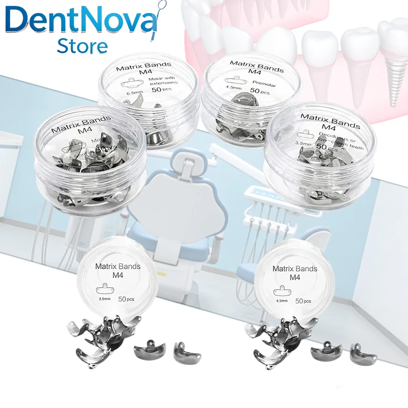 50Pcs Dental Matrix Bands Assorted Sizes Metal Sectional Contoured Matrices for Tight Contacts Molar Restoration Dentistry Tools
50Pcs Dental Matrix Bands Assorted Sizes Metal Sectional Contoured Matrices for Tight Contacts Molar Restoration Dentistry Tools