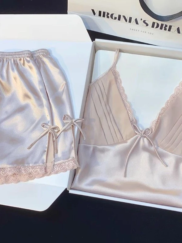 Ice Silk Strapless Short Pants Sleepwear Set Women Summer Sexy Pure Desire Spicy Girl Home Clothes Two-Piece Set Pink
Ice Silk Strapless Short Pants Sleepwear Set Women Summer Sexy Pure Desire Spicy Girl Home Clothes Two-Piece Set Pink