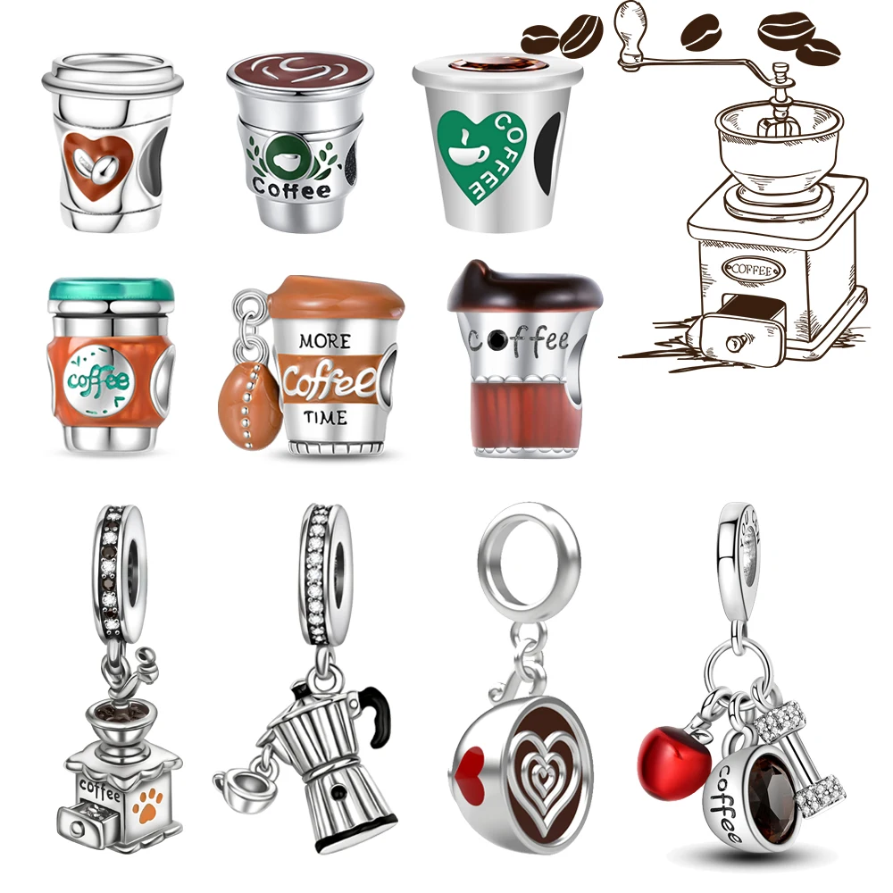 High-Quality 925 Sterling Silver Coffee Cup Coffee Machine Coffee Bean Skewer Decoration Fit DIY Bracelet Necklace Gifts
High-Quality 925 Sterling Silver Coffee Cup Coffee Machine Coffee Bean Skewer Decoration Fit DIY Bracelet Necklace Gifts