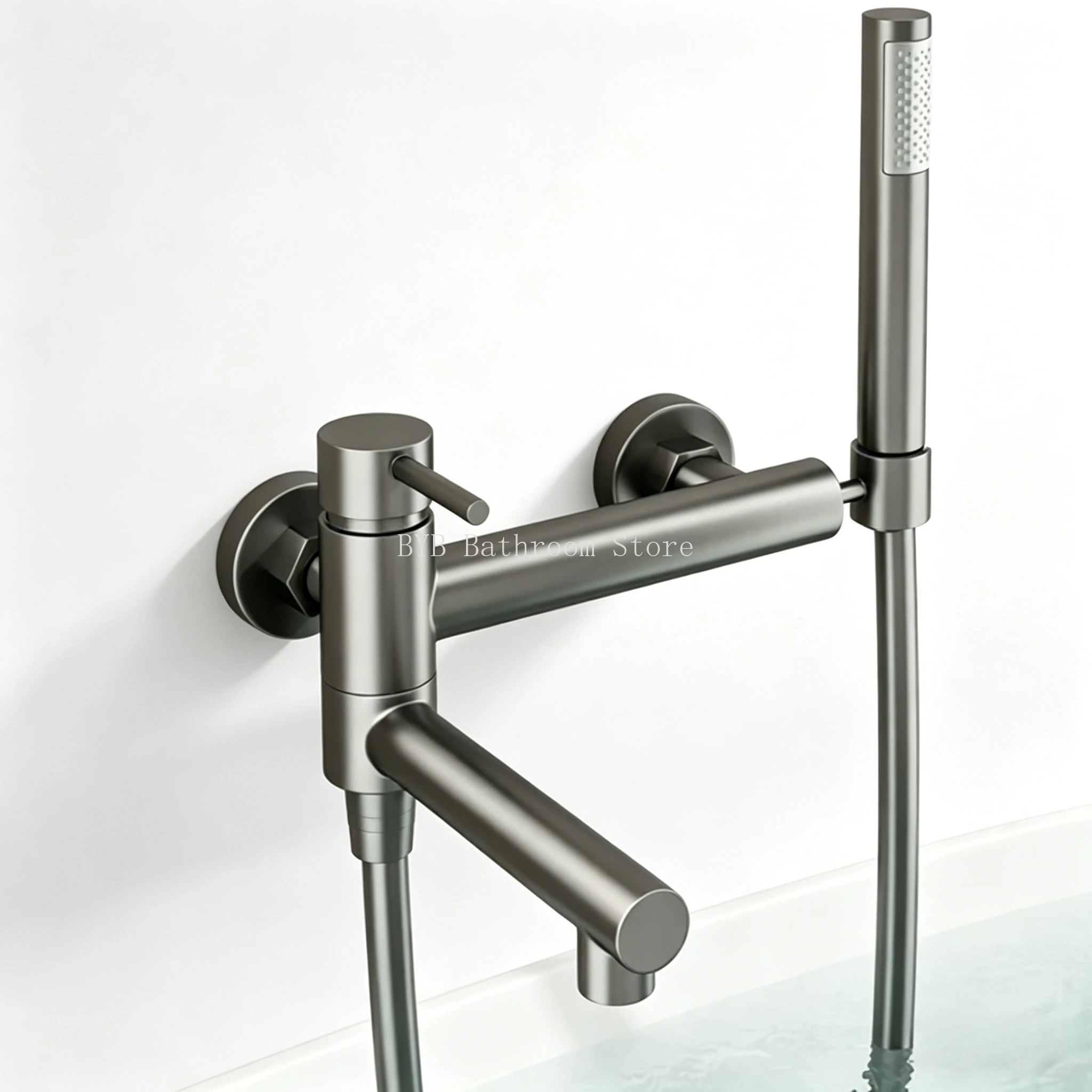 Bathroom Bathtub Shower Faucet with Swivel Tub Spout and Handhold Shower Brass Wall Mounted Hot Cold Water Mixer Bath Tap
Bathroom Bathtub Shower Faucet with Swivel Tub Spout and Handhold Shower Brass Wall Mounted Hot Cold Water Mixer Bath Tap