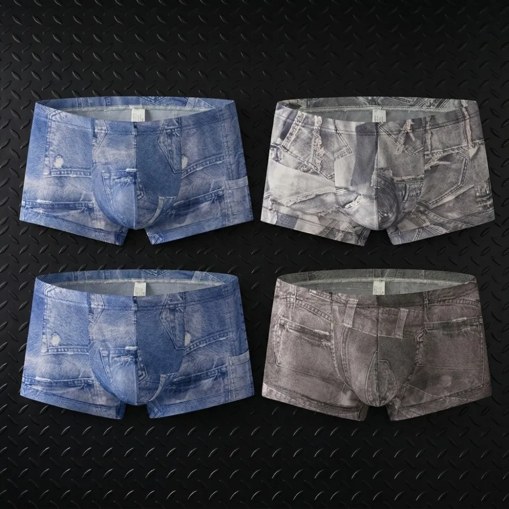 Breathable Denim Pattern Men's Flat Panties Low Waist Boxer Seamless Panties Mesh Thin Underwear for Men Gifts
Breathable Denim Pattern Men's Flat Panties Low Waist Boxer Seamless Panties Mesh Thin Underwear for Men Gifts