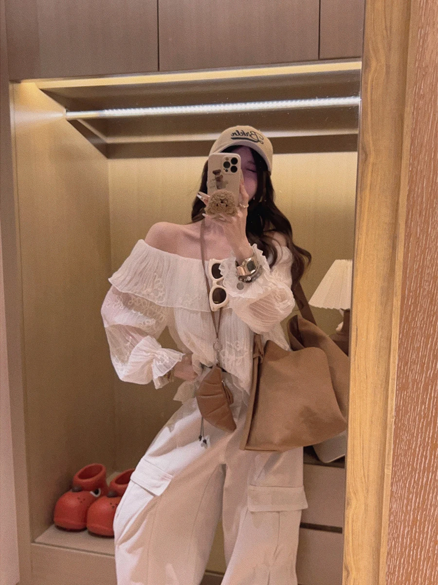 Yukiss Textured Embroidered Blouse Lace Trim Shoulder One Shoulder Shirt Long Sleeve Regular Length Women's Spring Fashion
Yukiss Textured Embroidered Blouse Lace Trim Shoulder One Shoulder Shirt Long Sleeve Regular Length Women's Spring Fashion