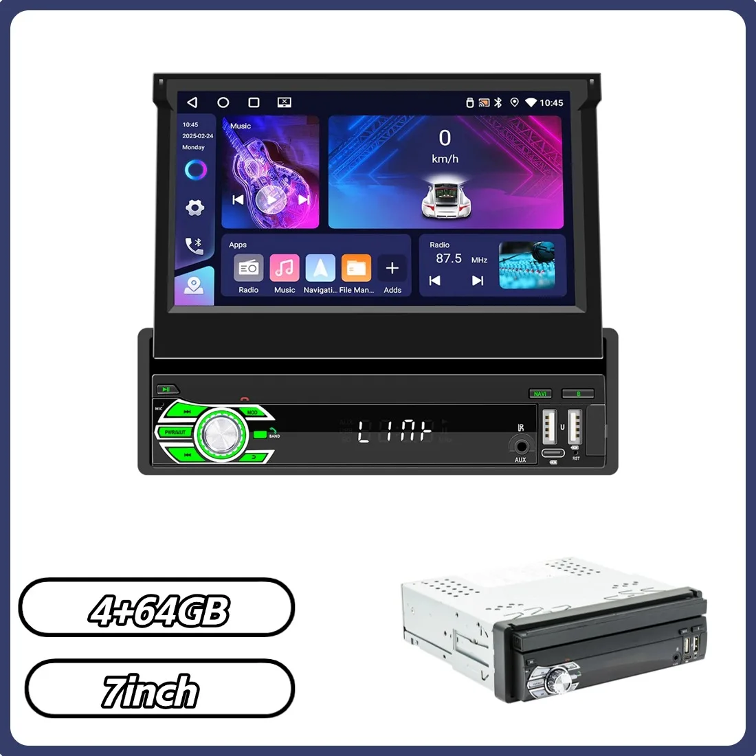 7In 4+64G Car Navigation Head Unit Capacitive Retractable Screen Player WiFi Bluetooth 5.1 For Carplay Android Auto Stereo Radio
7In 4+64G Car Navigation Head Unit Capacitive Retractable Screen Player WiFi Bluetooth 5.1 For Carplay Android Auto Stereo Radio