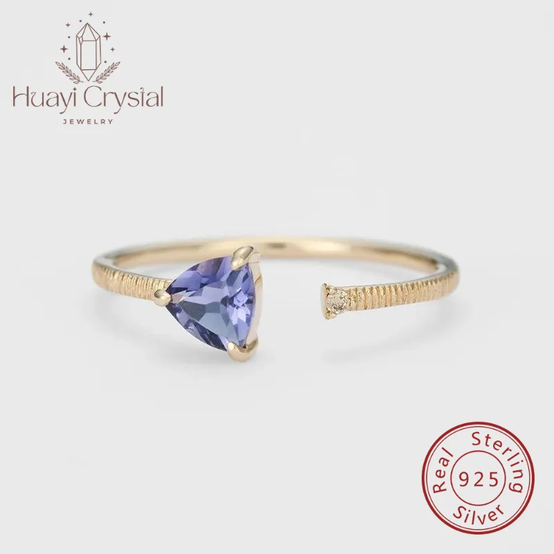 Exquisite Dreamy Purple Fashion Sterling Silver Open End Ring Natural Triangle lolite Geometric Ring
Exquisite Dreamy Purple Fashion Sterling Silver Open End Ring Natural Triangle lolite Geometric Ring