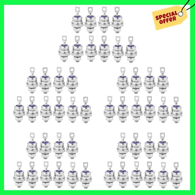 LBER 25Pairs Rectifier Diode Spiral 70HF120/70HFR120 70A 1200V High Power Rectifier Metal Stud Type Rectifier Diodes
LBER 25Pairs Rectifier Diode Spiral 70HF120/70HFR120 70A 1200V High Power Rectifier Metal Stud Type Rectifier Diodes