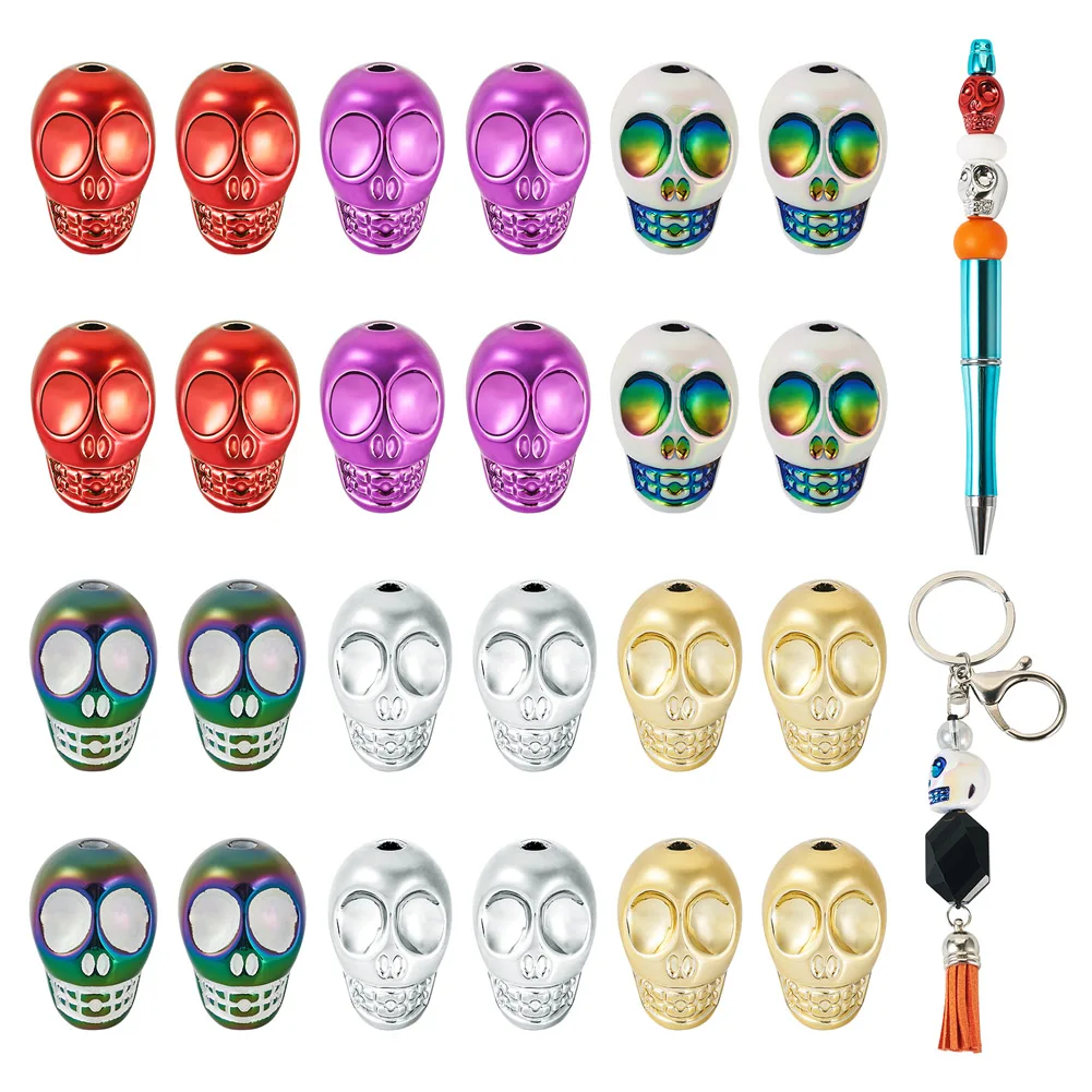 24Pcs Halloween Skull Beads Acrylic Skull Head Loose Bead for Crafts Halloween Jewelry Making Home Party Accessories 18x13x17mm
24Pcs Halloween Skull Beads Acrylic Skull Head Loose Bead for Crafts Halloween Jewelry Making Home Party Accessories 18x13x17mm