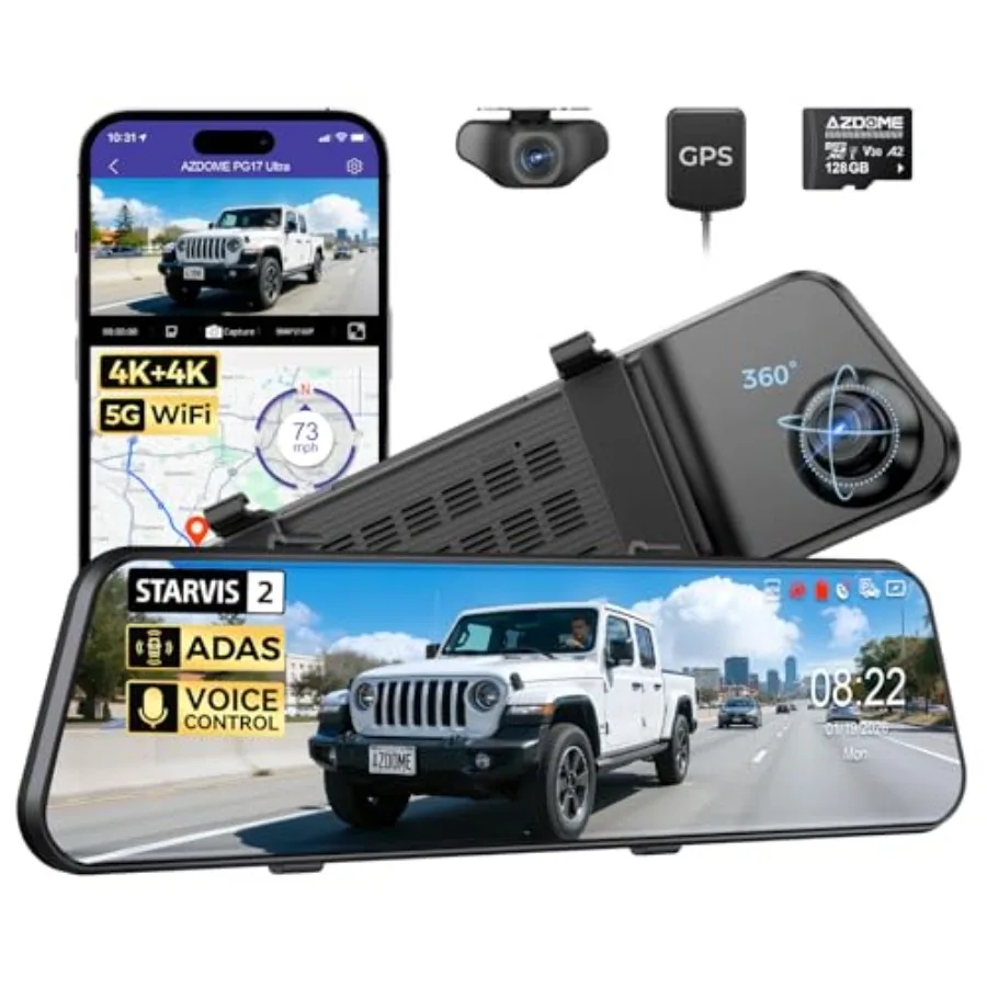 Front and Rear 4K+4K Mirror Dash Cam for vehicles, STARVIS 2 sensor, black, dual HDR, AR effects, ADAS, 12-inch display, 5.8GHz
Front and Rear 4K+4K Mirror Dash Cam for vehicles, STARVIS 2 sensor, black, dual HDR, AR effects, ADAS, 12-inch display, 5.8GHz