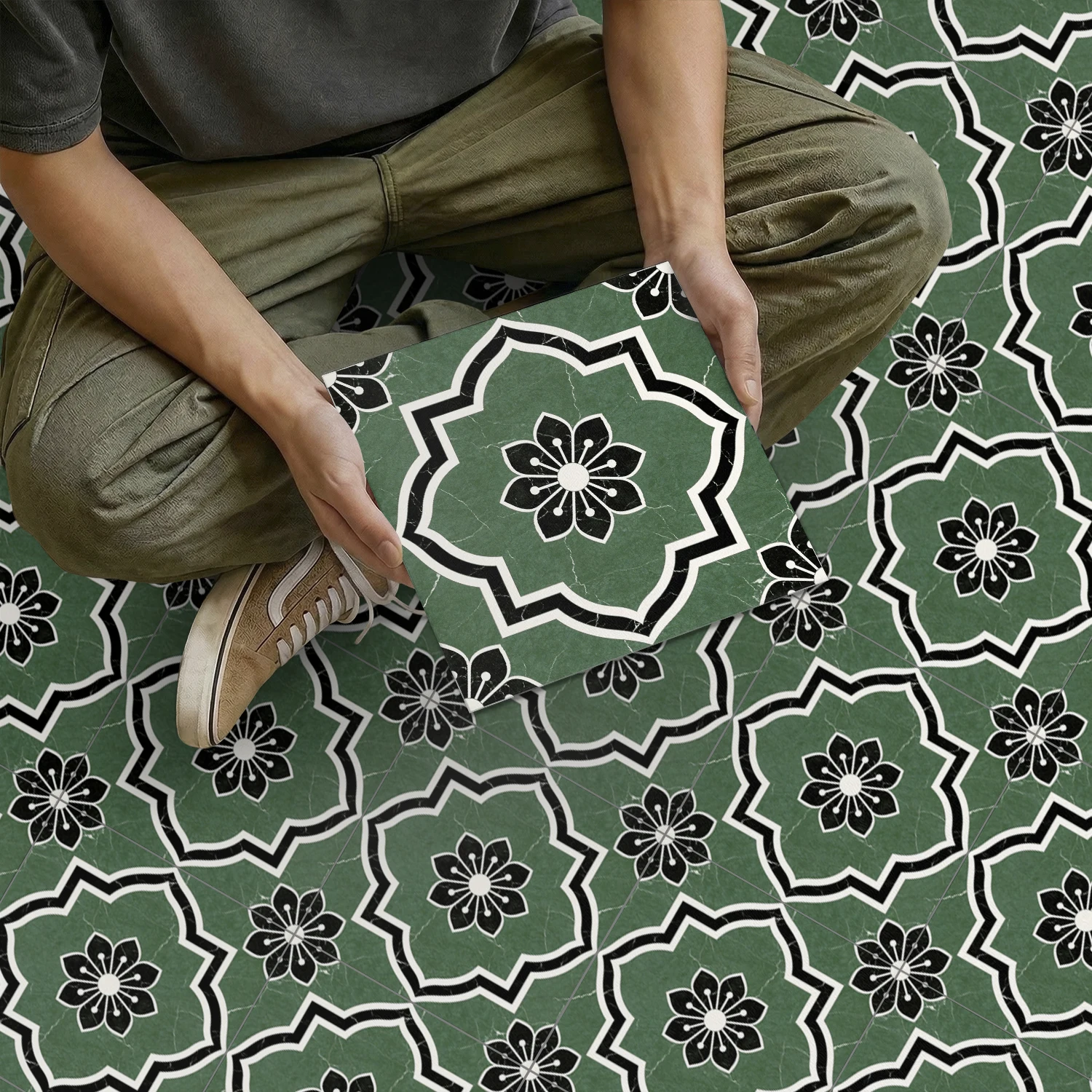 Thickened Green Floral Floor Stickers, Waterproof Peel and Stick Tile Decals for Kitchen Bathroom Decor
Thickened Green Floral Floor Stickers, Waterproof Peel and Stick Tile Decals for Kitchen Bathroom Decor