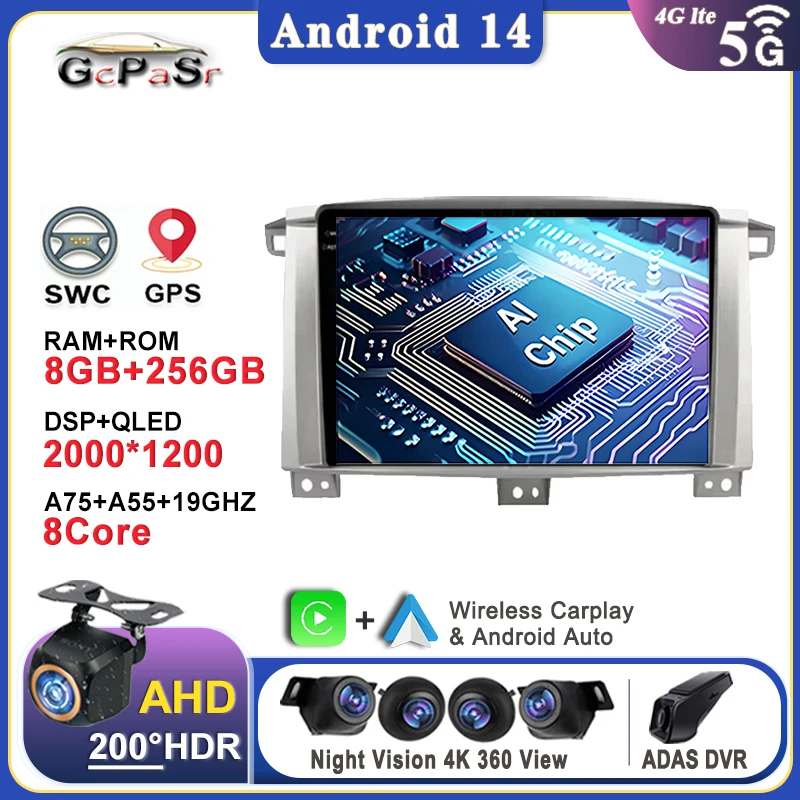 Car Radio Android 14 Carplay Dynamic Trajectory For Toyota Land Cruiser LC 100 2005 - 2007 Multimedia Video Player Navigation
Car Radio Android 14 Carplay Dynamic Trajectory For Toyota Land Cruiser LC 100 2005 - 2007 Multimedia Video Player Navigation