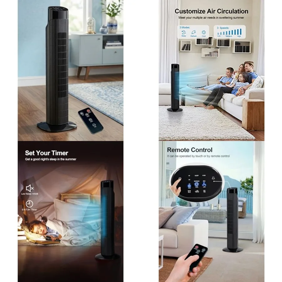 31 Inch Tower Fan for Bedroom, 120° Oscillating Quiet Standing Bladeless Fan With Remote, 7.5H Timer, 3 Speeds, 3 Modes, for Ro
31 Inch Tower Fan for Bedroom, 120° Oscillating Quiet Standing Bladeless Fan With Remote, 7.5H Timer, 3 Speeds, 3 Modes, for Ro