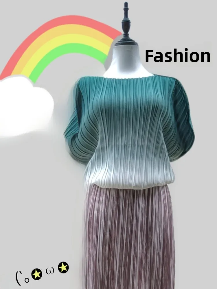 Graduated Color Pleated High Waist Midi Skirt Set Slimming A-Line Design Versatile Fashionable Summer Outfit for Women
Graduated Color Pleated High Waist Midi Skirt Set Slimming A-Line Design Versatile Fashionable Summer Outfit for Women