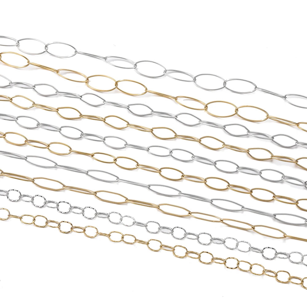 1Meter/Lot 304 Stainless Steel 5 Sizes Oval Shape Handmade Chains for DIY Necklace Bracelets Jewelry Making Accessories
1Meter/Lot 304 Stainless Steel 5 Sizes Oval Shape Handmade Chains for DIY Necklace Bracelets Jewelry Making Accessories