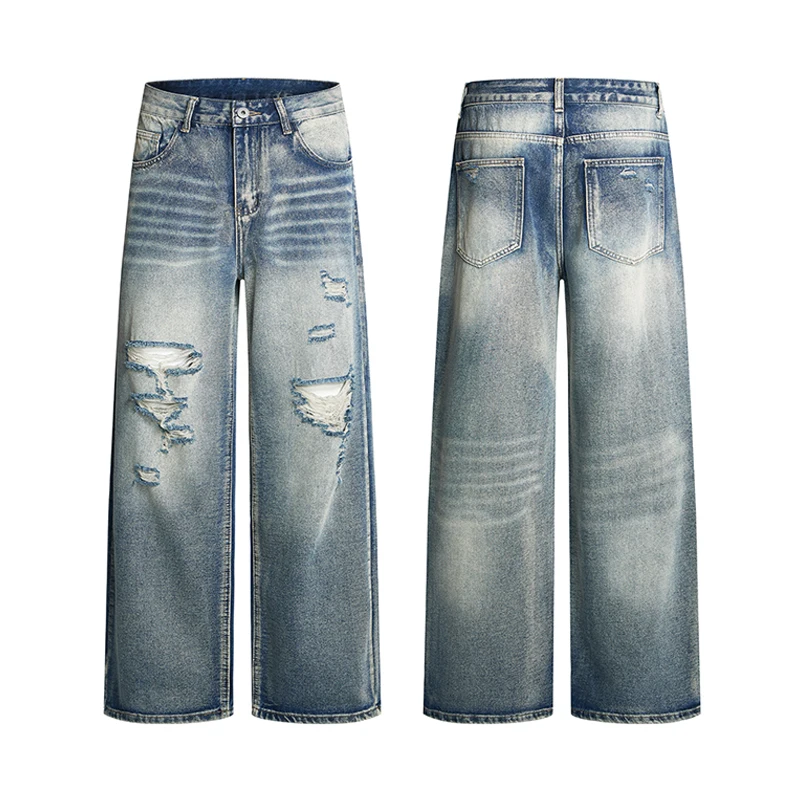 Vintage Blue Men's Distressed Jeans Ripped Faded Wide Leg Baggy Casual Streetwear Premium Denim Long Pants
Vintage Blue Men's Distressed Jeans Ripped Faded Wide Leg Baggy Casual Streetwear Premium Denim Long Pants