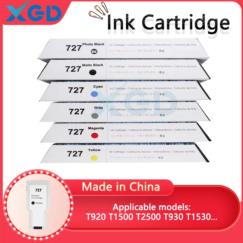 Ink Cartridge For HP 727 727XL With dye ink 300ml For HP DesignJet T920 T930 T1500 T1530 T2500 T2530 Printer HP727
Ink Cartridge For HP 727 727XL With dye ink 300ml For HP DesignJet T920 T930 T1500 T1530 T2500 T2530 Printer HP727