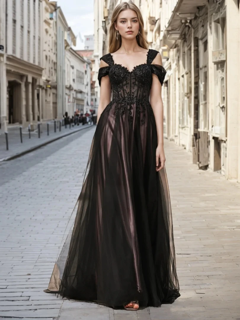 Fashion A-line Prom Gown Cold Shoulder Sleeveless Sweep Train Tulle Appliques Lace Sexy Wedding Guest Dress 2025 free customized
Fashion A-line Prom Gown Cold Shoulder Sleeveless Sweep Train Tulle Appliques Lace Sexy Wedding Guest Dress 2025 free customized