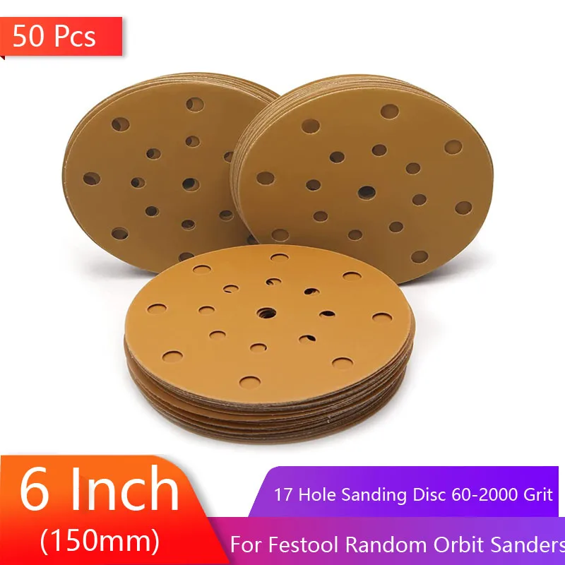 50Pcs 6 Inch 17 Hole Sanding Disc 60-2000 Grit Hook and Loop Wet Dry Sandpaper for Festool Random Orbit Sanders Woodworking
50Pcs 6 Inch 17 Hole Sanding Disc 60-2000 Grit Hook and Loop Wet Dry Sandpaper for Festool Random Orbit Sanders Woodworking