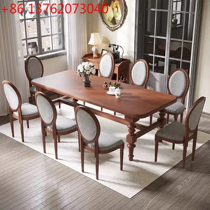 American solid wood dining table French living room large long desk desk medieval log
American solid wood dining table French living room large long desk desk medieval log