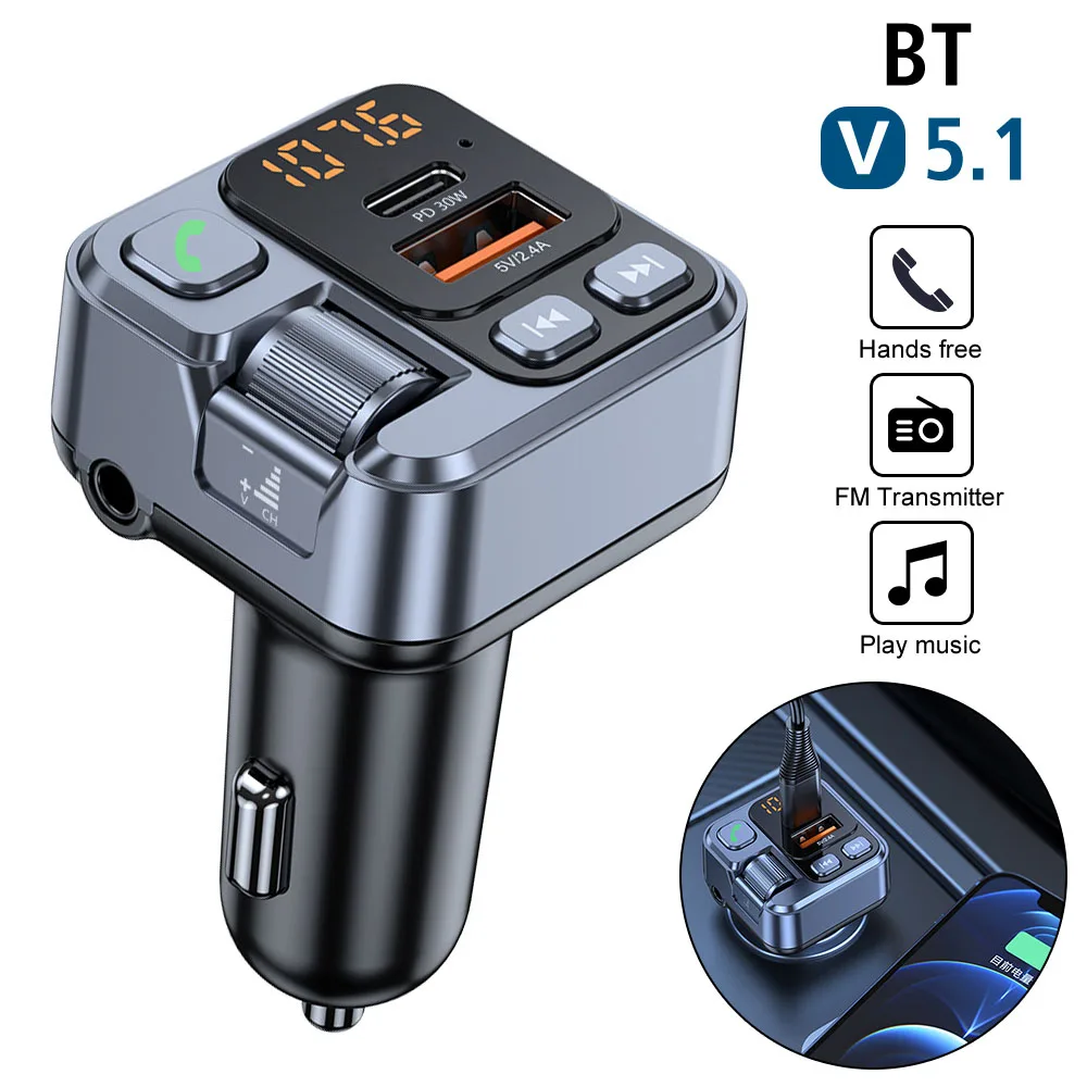 Car MP3 Stereo Music Player Bluetooth 5.1 FM Transmitter 3.5mm Aux 30W Car Bluetooth Receiver PD USB-C Fast Charger Handsfree
Car MP3 Stereo Music Player Bluetooth 5.1 FM Transmitter 3.5mm Aux 30W Car Bluetooth Receiver PD USB-C Fast Charger Handsfree