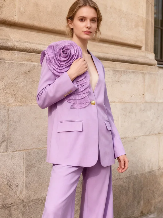Casual Slimming One-Button Waistcoat Style Women's Suit with Large Flower Decoration French Style Loose Fit Daily Wear
Casual Slimming One-Button Waistcoat Style Women's Suit with Large Flower Decoration French Style Loose Fit Daily Wear