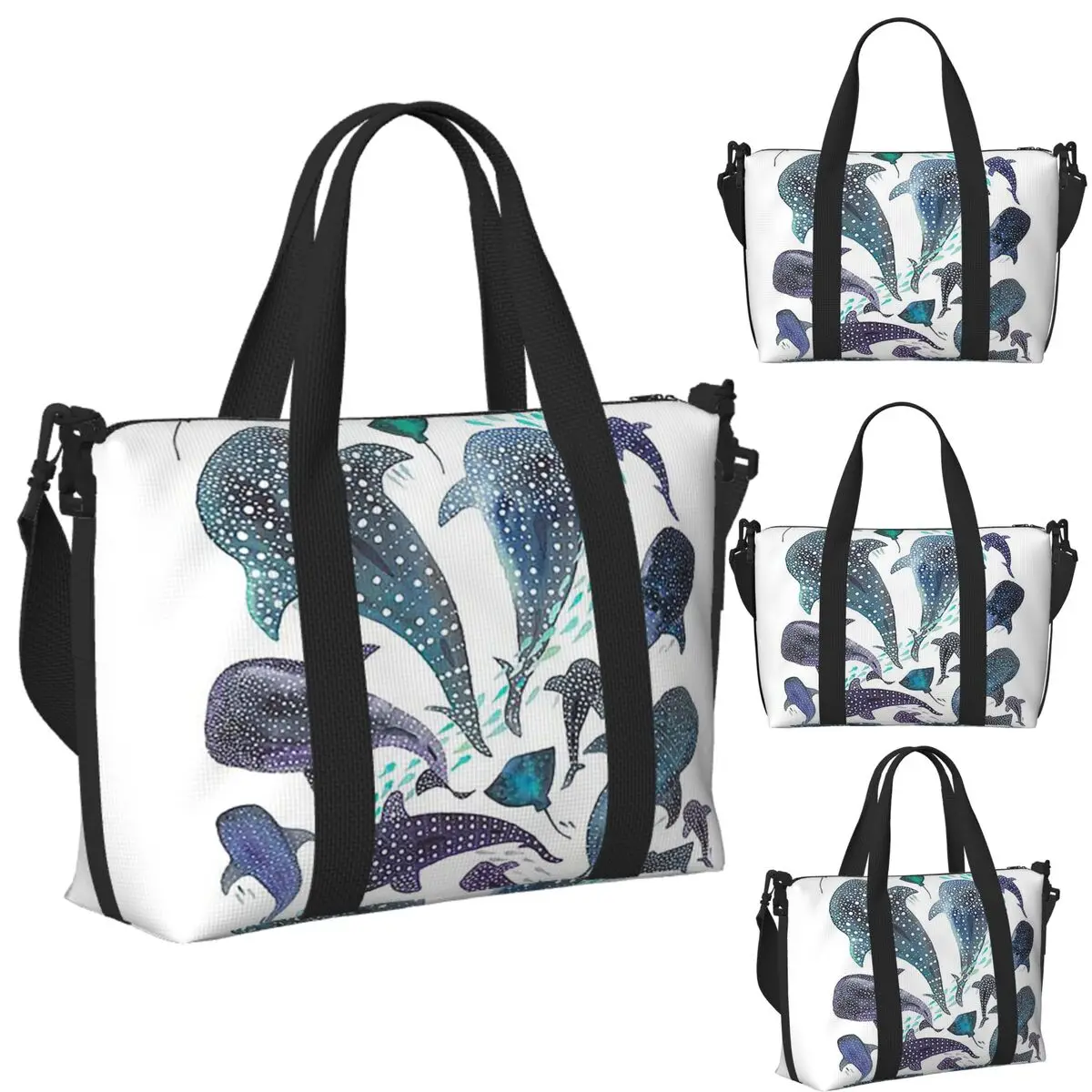 Изготовленная на заказ пляжная дорожная сумка Whale Shark, Ray And Sea Creature Play, сумки-тоут для спортзала, спортивная женская дорожная сумка для покупок
Изготовленная на заказ пляжная дорожная сумка Whale Shark, Ray And Sea Creature Play, сумки-тоут для спортзала, спортивная женская дорожная сумка для покупок