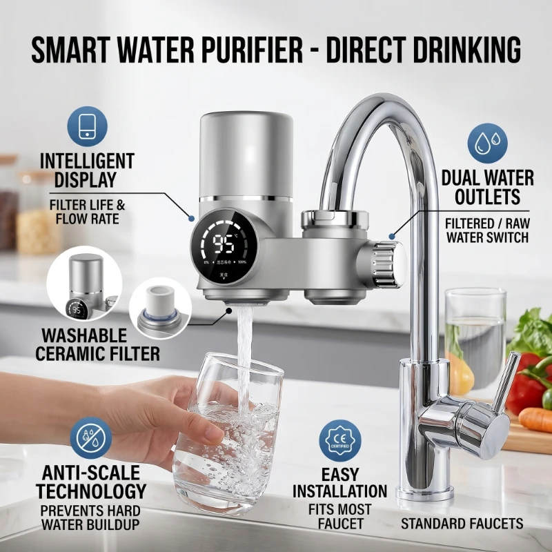 Kitchen Tap Water Faucet Hot Cold Water Purifier Cleaner Single Handle Single and Hole Shower Tap Filter with Digital Display
Kitchen Tap Water Faucet Hot Cold Water Purifier Cleaner Single Handle Single and Hole Shower Tap Filter with Digital Display