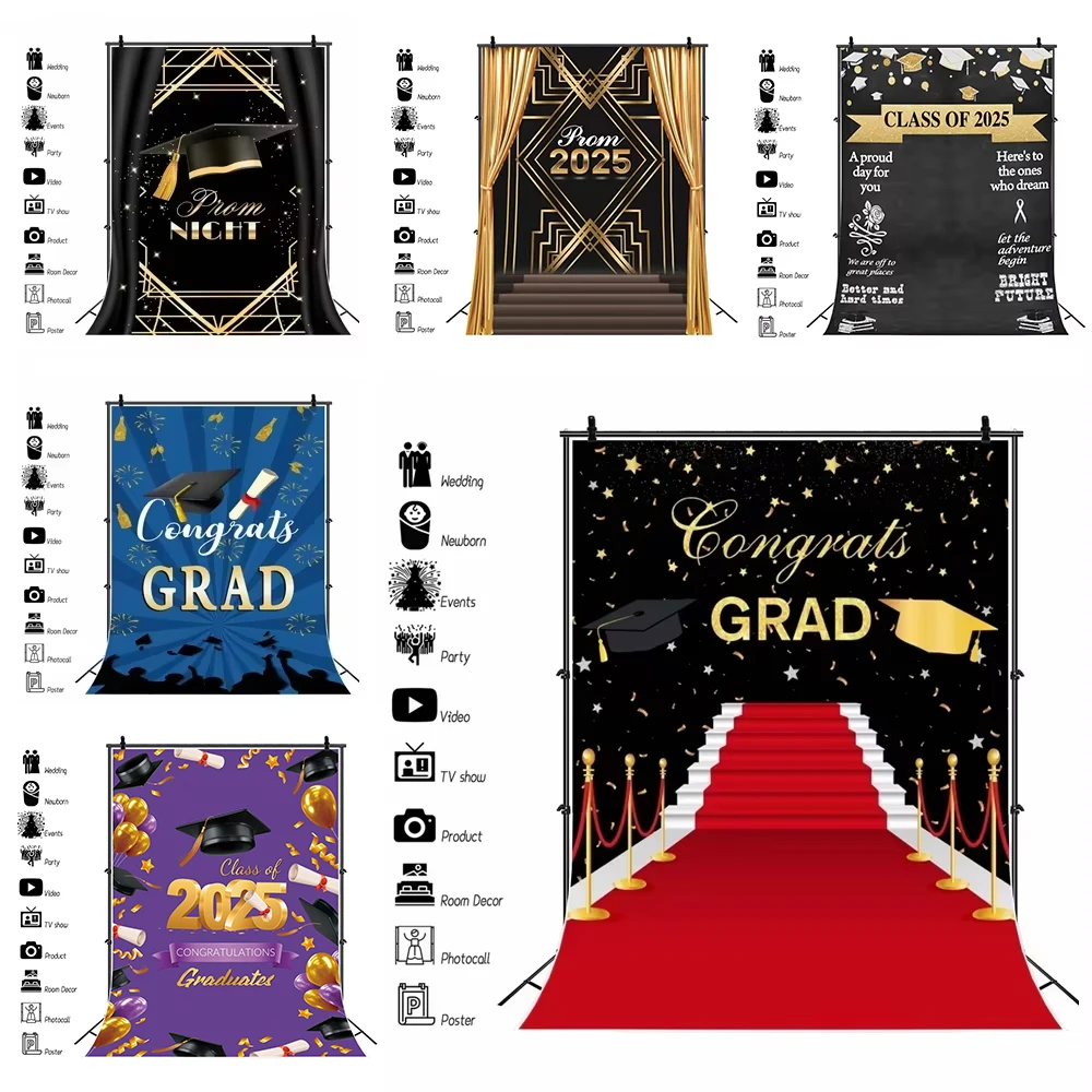 Graduation Backdrop for Photography Class of 2025 Congratulations Graduates Prom Party Background Glitter Balloon Bachelor Caps
Graduation Backdrop for Photography Class of 2025 Congratulations Graduates Prom Party Background Glitter Balloon Bachelor Caps