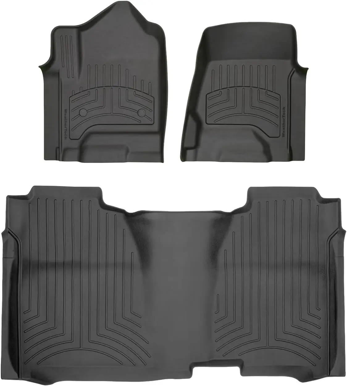 Full Coverage All-Weather Floor Mats for Chevrolet and Sierra Trucks, 1st & 2nd Row, Black, Custom Fit
Full Coverage All-Weather Floor Mats for Chevrolet and Sierra Trucks, 1st & 2nd Row, Black, Custom Fit