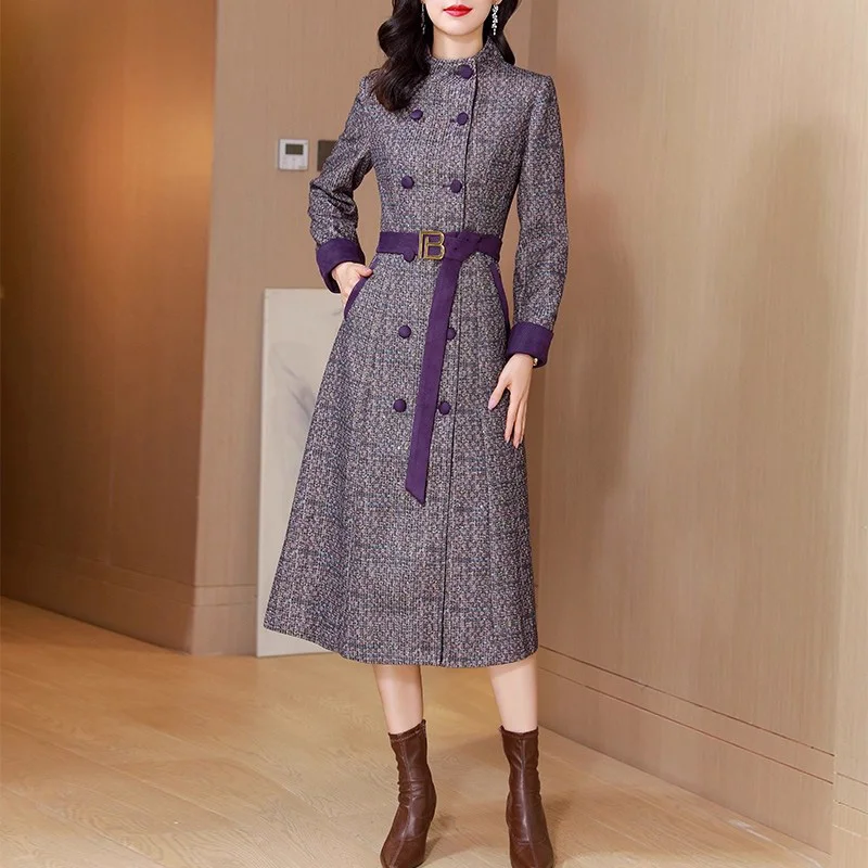 New Women Spring Autumn Woolen Coat Fashion Small Stand Collar Double Breasted Slim Waist Coat Elegant Vintage Wool Blended Coat
New Women Spring Autumn Woolen Coat Fashion Small Stand Collar Double Breasted Slim Waist Coat Elegant Vintage Wool Blended Coat