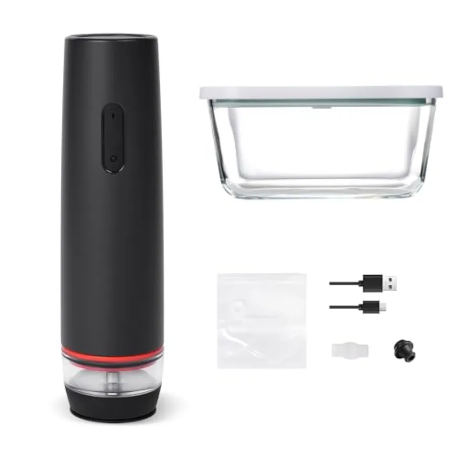 Handheld Vacuum Sealer for Food Storage: Glass Vacuum Container, Reusable Bags, Wine Stoppers One-Touch Operation, Portable, Bl
Handheld Vacuum Sealer for Food Storage: Glass Vacuum Container, Reusable Bags, Wine Stoppers One-Touch Operation, Portable, Bl