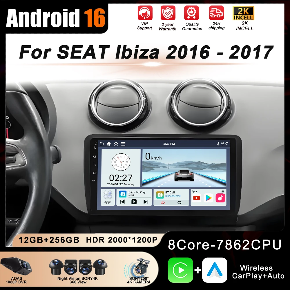 Car Radio Carplay For SEAT Ibiza 2016 - 2017 Head Unit Android 16 Multimedia Video Player Auto 4G WIFI Stereo Navigation
Car Radio Carplay For SEAT Ibiza 2016 - 2017 Head Unit Android 16 Multimedia Video Player Auto 4G WIFI Stereo Navigation