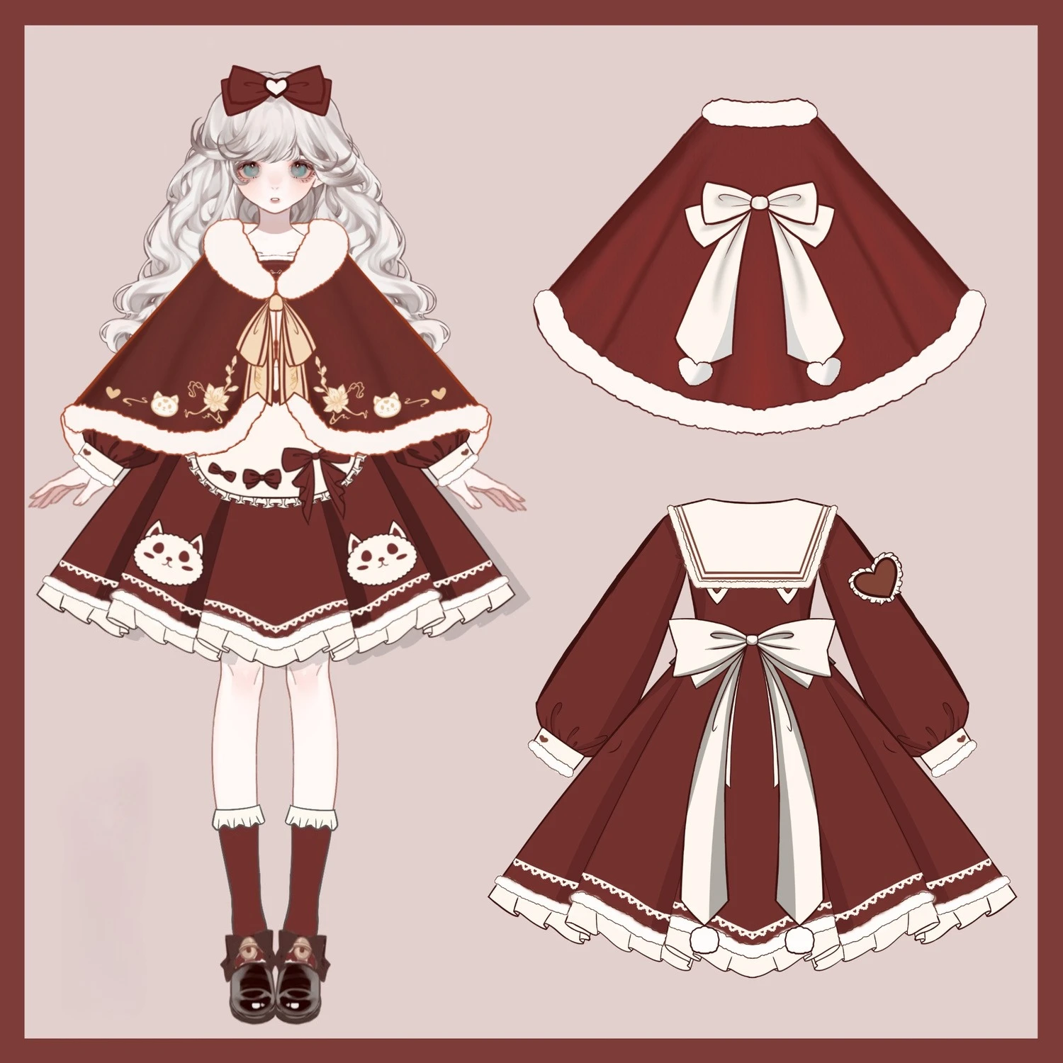 MAGOGO Winter Thickened Lolita Red Embroidered New Year's Vintage Dress Women Sweet Cute Navy Collar Bow Apron Dress with Cloak
MAGOGO Winter Thickened Lolita Red Embroidered New Year's Vintage Dress Women Sweet Cute Navy Collar Bow Apron Dress with Cloak