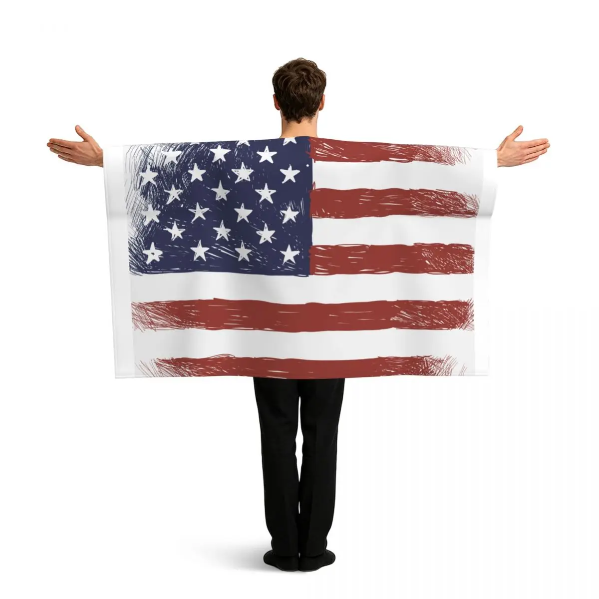 Wearable Flag Cape With Sleeves Vintage Flag United States Fan Cheer Costume Cloak
Wearable Flag Cape With Sleeves Vintage Flag United States Fan Cheer Costume Cloak