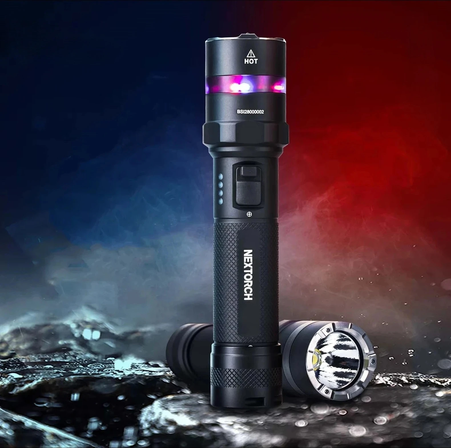 One Click Strobe Tactical Flashlight Nextorce Rechargeable Strong Light Emergency Self-defense Light