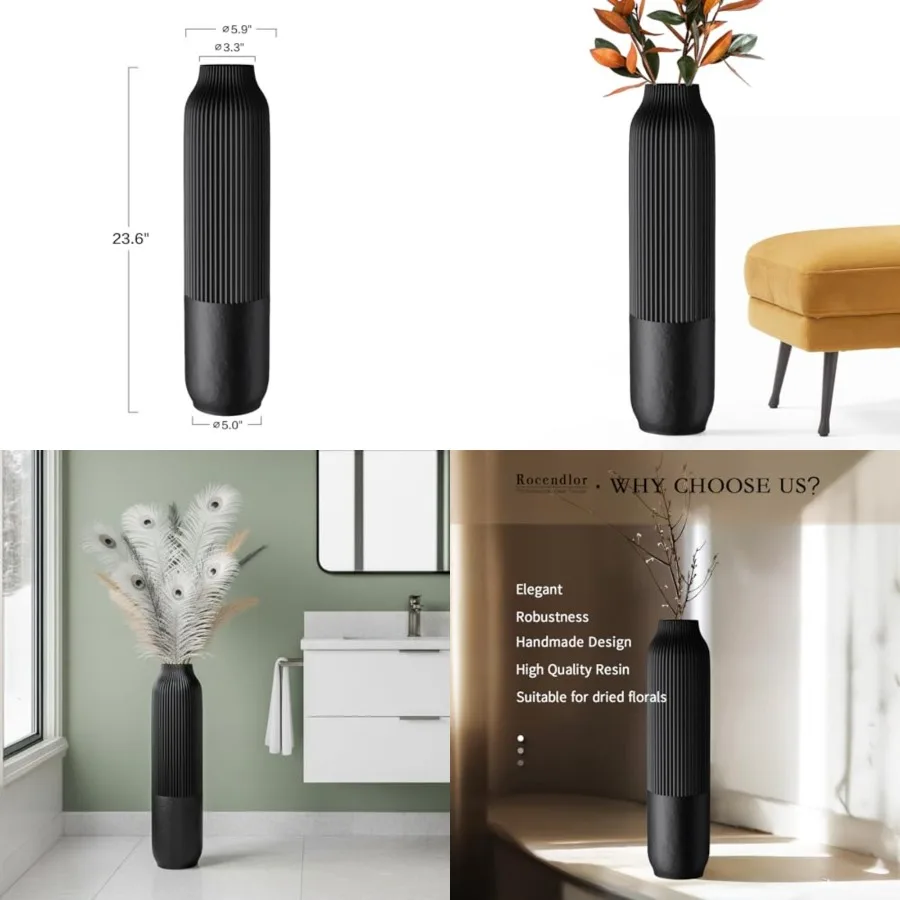 Tall Floor Vase, 23.6 Inch 60cm Tall Vases Sturdy, Luxury, Textured for Decorative Branches Dried Flowers, Floor Vase for Rusti
Tall Floor Vase, 23.6 Inch 60cm Tall Vases Sturdy, Luxury, Textured for Decorative Branches Dried Flowers, Floor Vase for Rusti