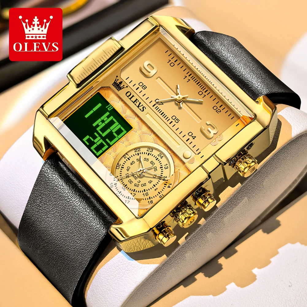OLEVS Mens Watch Sports Square Dual Movement Quartz Watch Waterproof Luminous Leather Strap Week Watches For Men Gifts 1101
OLEVS Mens Watch Sports Square Dual Movement Quartz Watch Waterproof Luminous Leather Strap Week Watches For Men Gifts 1101