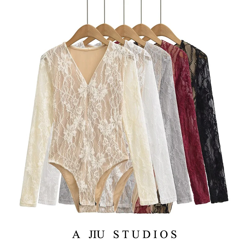 Pure Desire Sexy Lace V-Ne Long Sve T-irt Onesie Women's Spring Elely Versatile Slim Fit Base irt Top
Pure Desire Sexy Lace V-Ne Long Sve T-irt Onesie Women's Spring Elely Versatile Slim Fit Base irt Top