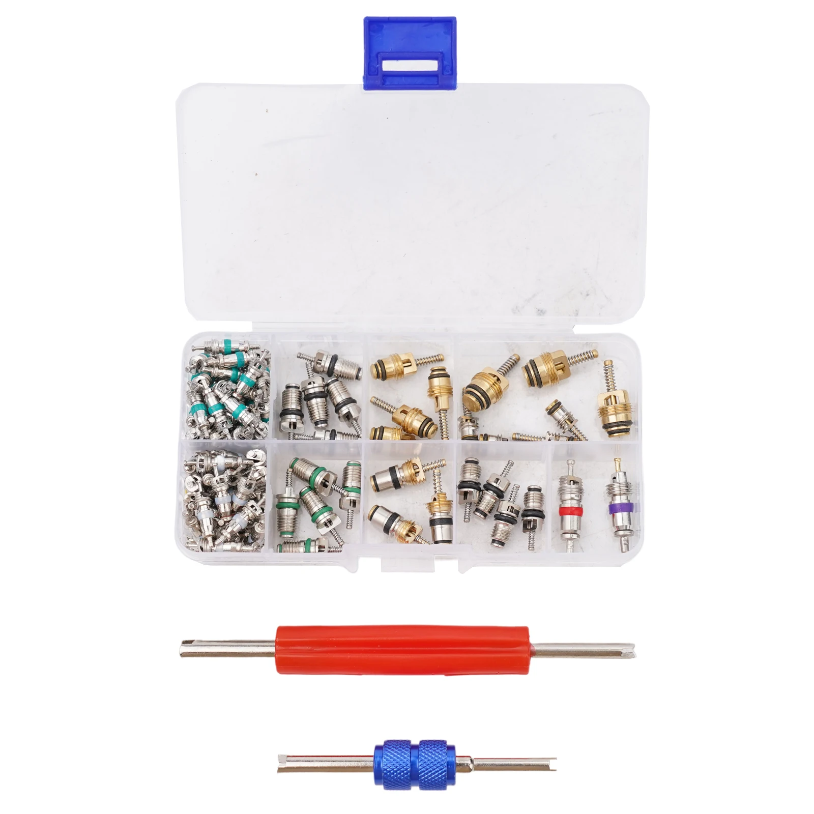 Complete AC Valve Core Tool Set for R134a Includes 100 Cores and 2 Easy to Use Remover Tools for Car Maintenance
Complete AC Valve Core Tool Set for R134a Includes 100 Cores and 2 Easy to Use Remover Tools for Car Maintenance