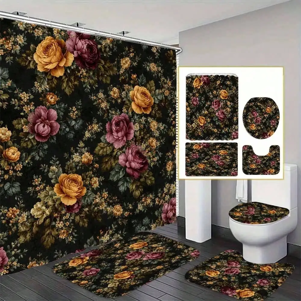 The Curtain Measures 70.87X70.3563 Inches-1/4pcs Vintage Bohemian Floral Style Shower Curtain Set, Apartment Bathroom Shower Room Curtain, Hotel Curtain Set, With 12 Hooks, Includes, Toilet Lid Cover And U-Shaped, Bathroom Additions, Shower Curtain Set
The Curtain Measures 70.87X70.3563 Inches-1/4pcs Vintage Bohemian Floral Style Shower Curtain Set, Apartment Bathroom Shower Room Curtain, Hotel Curtain Set, With 12 Hooks, Includes, Toilet Lid Cover And U-Shaped, Bathroom Additions, Shower Curtain Set