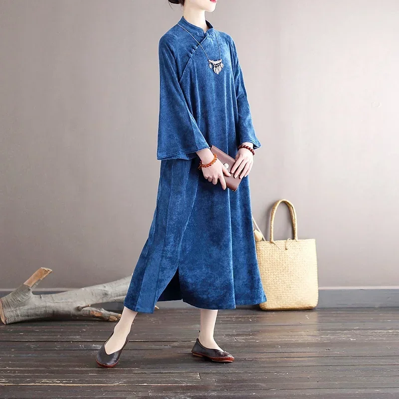 Corduroy Vintage Robe Flare Sleeve Stand Cheongsam 2024 Autumn New Solid Color Button Dresses For Women 12591 MN3
Corduroy Vintage Robe Flare Sleeve Stand Cheongsam 2024 Autumn New Solid Color Button Dresses For Women 12591 MN3