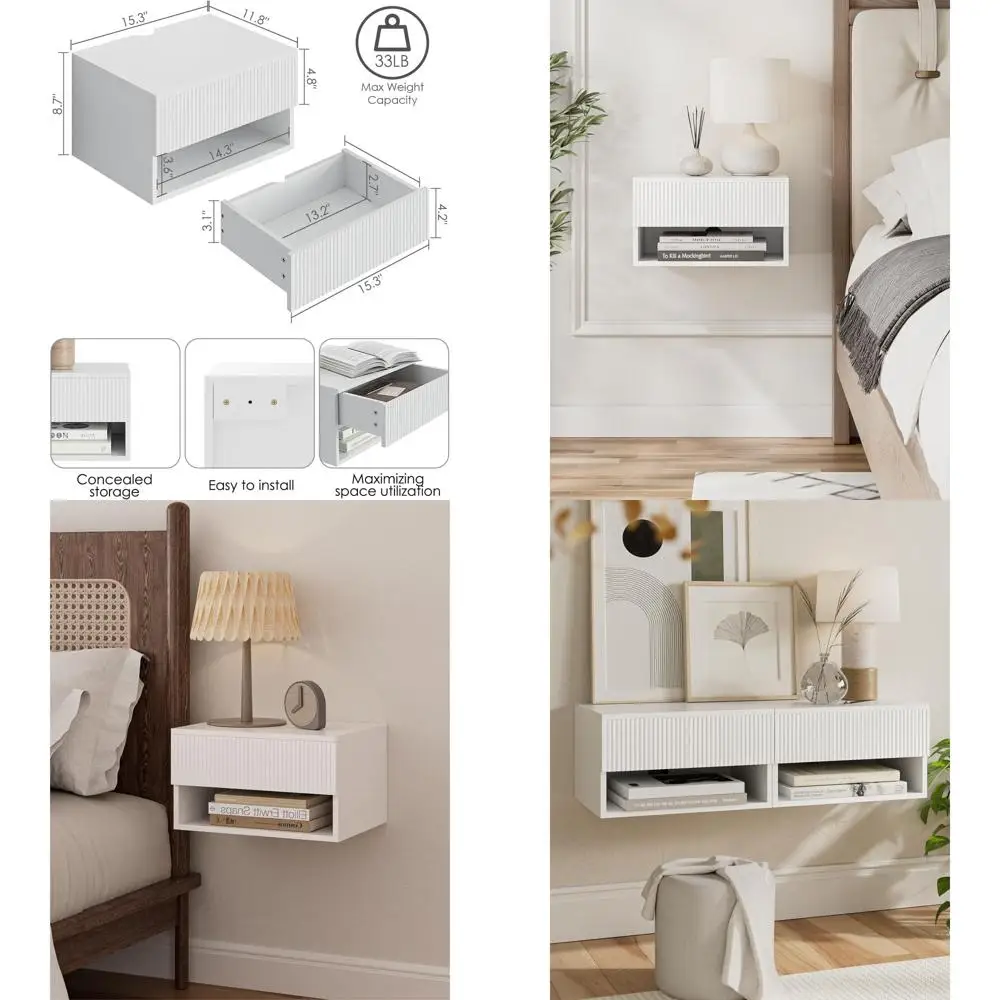 Small Nightstand with Floating Shelves for Bedroom or Bathroom in White Stripe Design
Small Nightstand with Floating Shelves for Bedroom or Bathroom in White Stripe Design