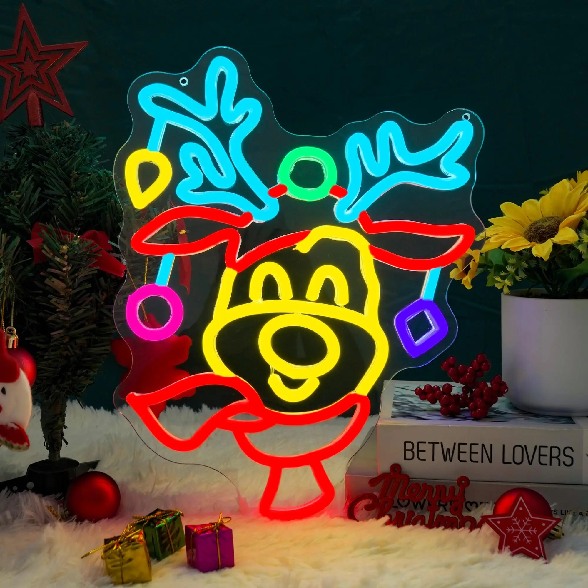 Christmas Elk Neon Sign Wall Decor with Dimmable Reindeer Light USB Powered for Bedroom Living Room Home Holiday Party Decor
Christmas Elk Neon Sign Wall Decor with Dimmable Reindeer Light USB Powered for Bedroom Living Room Home Holiday Party Decor
