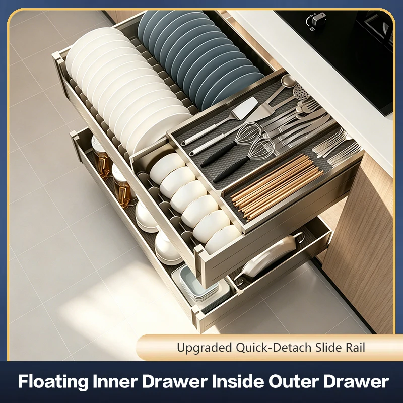 304 Stainless Steel 3 Tier Kitchen Cabinet Pull Out Drawer Bowl Plate Rack With Inner Drawer Storage Organizer For Pots Pans
304 Stainless Steel 3 Tier Kitchen Cabinet Pull Out Drawer Bowl Plate Rack With Inner Drawer Storage Organizer For Pots Pans