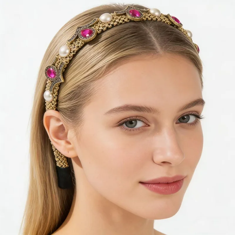 Vintage Colorful Diamonds Pearl Hair Band with Gold Wire Wrapping Korean Elegant Headband Accessories Women Wash Face Hair Hoop
Vintage Colorful Diamonds Pearl Hair Band with Gold Wire Wrapping Korean Elegant Headband Accessories Women Wash Face Hair Hoop