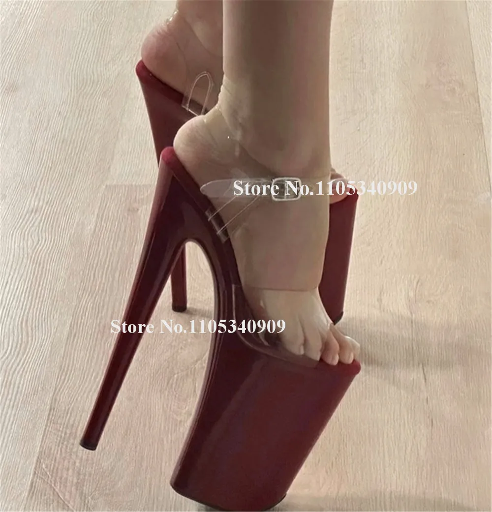 Bondarenko Clear PVC Straps Stiletto Heel Sandals Open Toe Wine Red Pink Beige High Platform 20cm Thin Heel Dance Shoes
Bondarenko Clear PVC Straps Stiletto Heel Sandals Open Toe Wine Red Pink Beige High Platform 20cm Thin Heel Dance Shoes